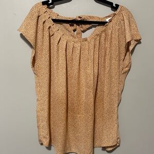 LC Lauren Conrad Mustard Floral Tie-Back Peasant Blouse